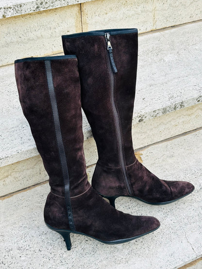 PRADA - Stivali al Ginocchio in Camoscio | Tg 36