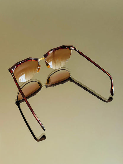 VALENTINO –  Occhiali Da Sole Vintage – Semi Rimless Bordeaux & Oro – Made in Italy