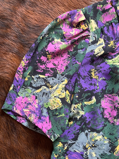Completo vintage floreale anni ’80/’90 – camicia cropped + gonna plissé