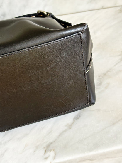 MARELLA– Borsa vintage in pelle nera con impunture a contrasto