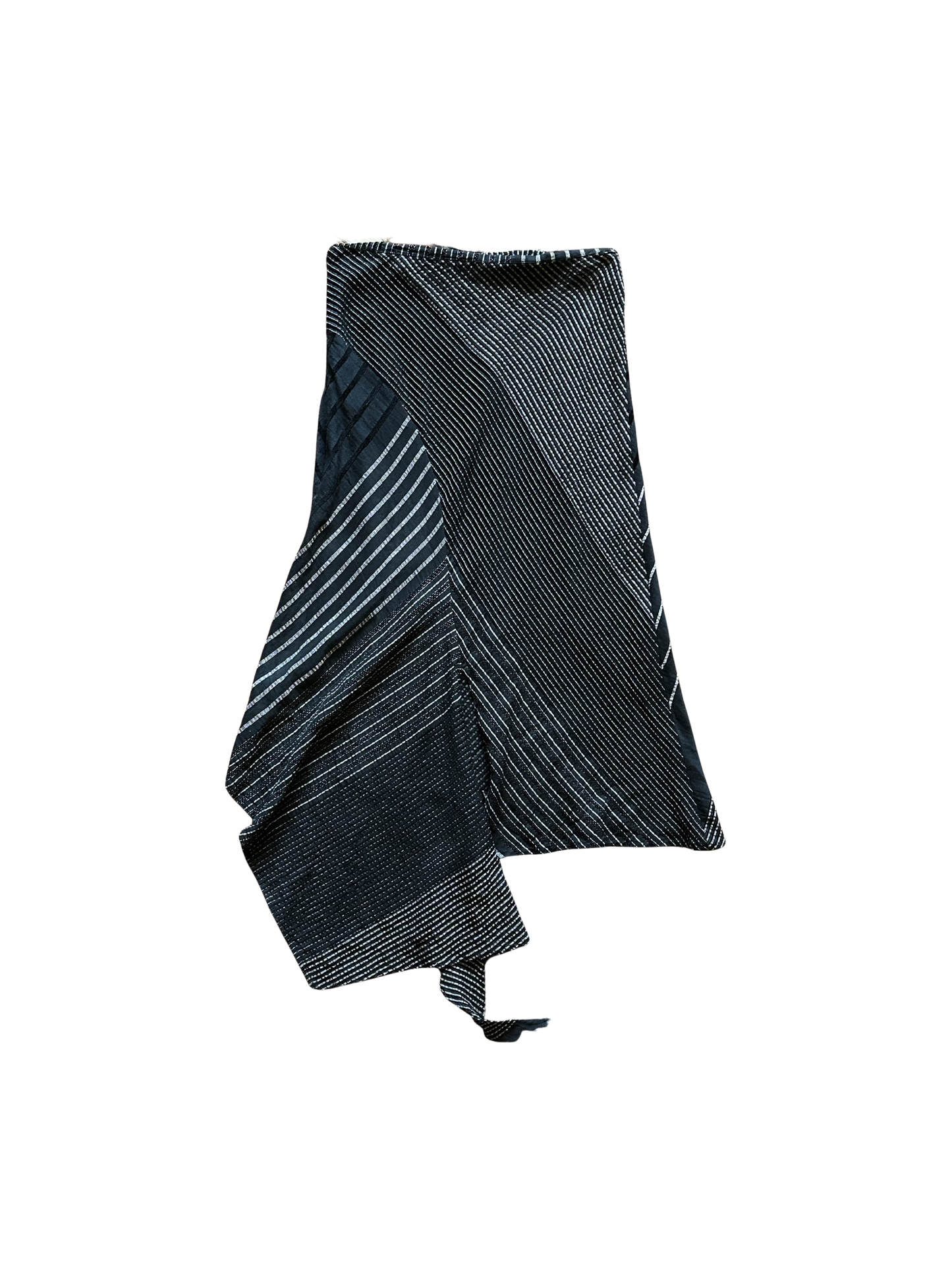 Gonna vintage asimmetrica Made in Italy con righe geometriche e pannello drappeggiato