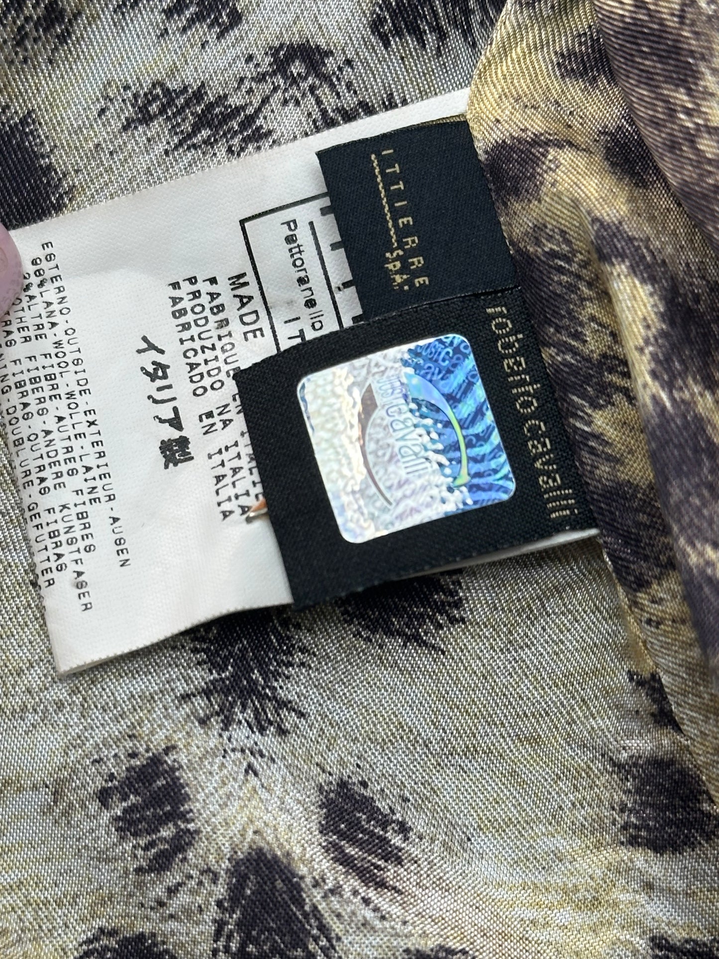 JUST CAVALLI - Blazer nero dettagli animalier e profili a contrasto