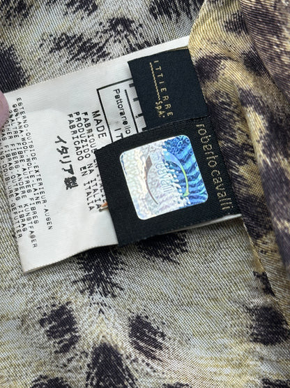 JUST CAVALLI - Blazer nero dettagli animalier e profili a contrasto