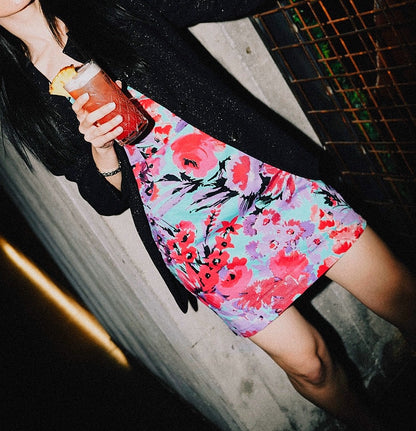 Abito mini floreale bustier anni ’90 / Y2K