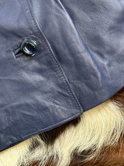 Giacca di pelle blu , doppio petto anni 70