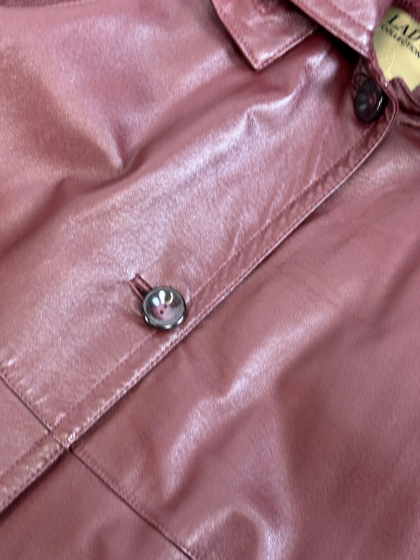 Giacca di pelle Rosso Borgogna con cappuccio e pelliccia