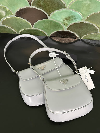PRADA - Cleo in Pelle Spazzolata Grigio Ghiaccio| MEDIUM e SMALL