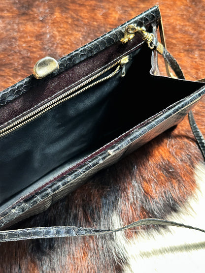 CLUTCH - 80s structured exotic leather bag