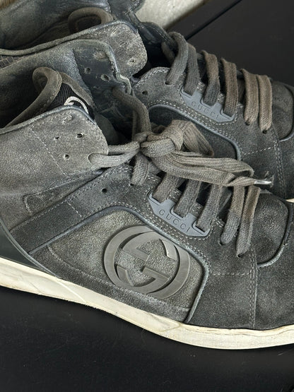 GUCCI - Sneakers High-Top in Pelle Scamosciata – Logo GG Laterale | Tg 42