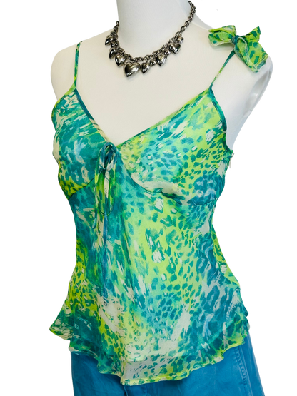 Top vintage in pura seta fantasia animalier