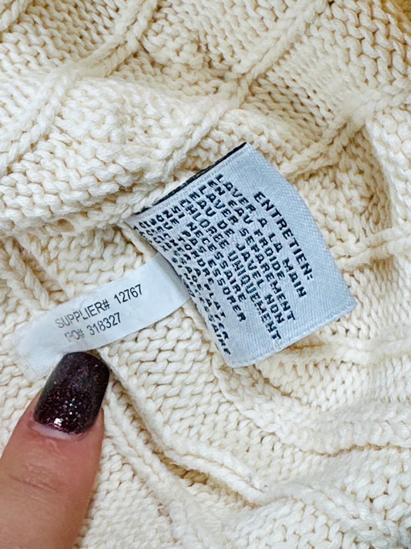 POLO RALPH LAUREN - Pullover bianco panna con trecce