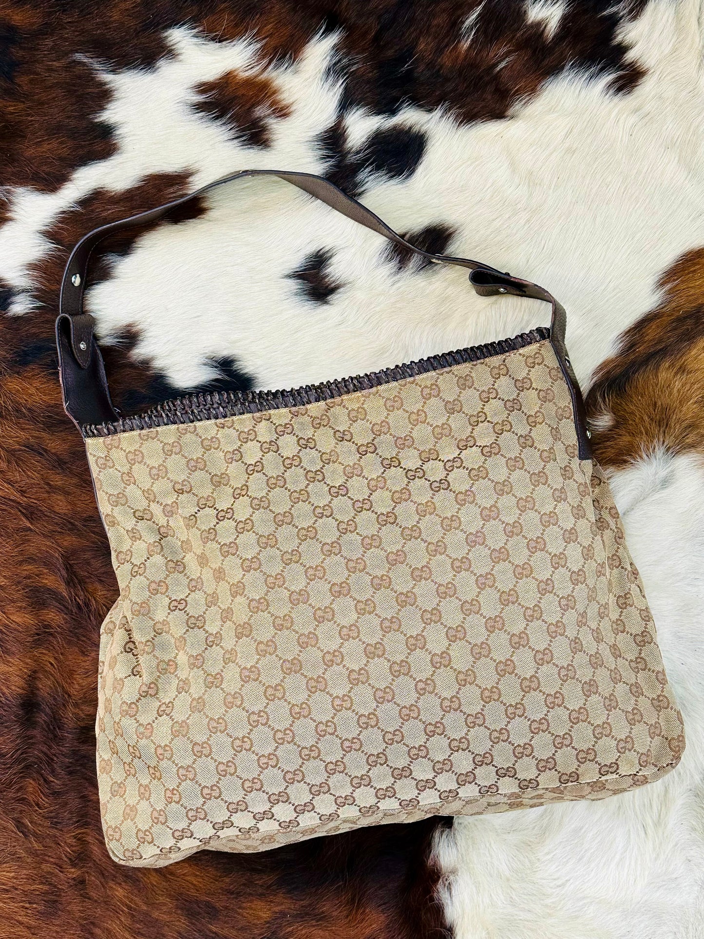 GUCCI - Shopper in Tela GG Monogram con Tracolla in Pelle
