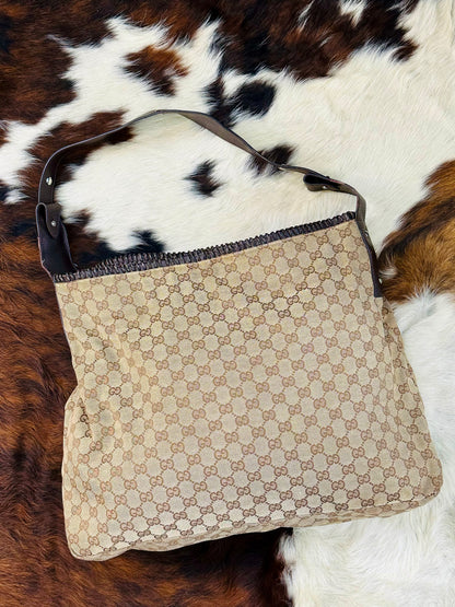 GUCCI - Shopper in Tela GG Monogram con Tracolla in Pelle