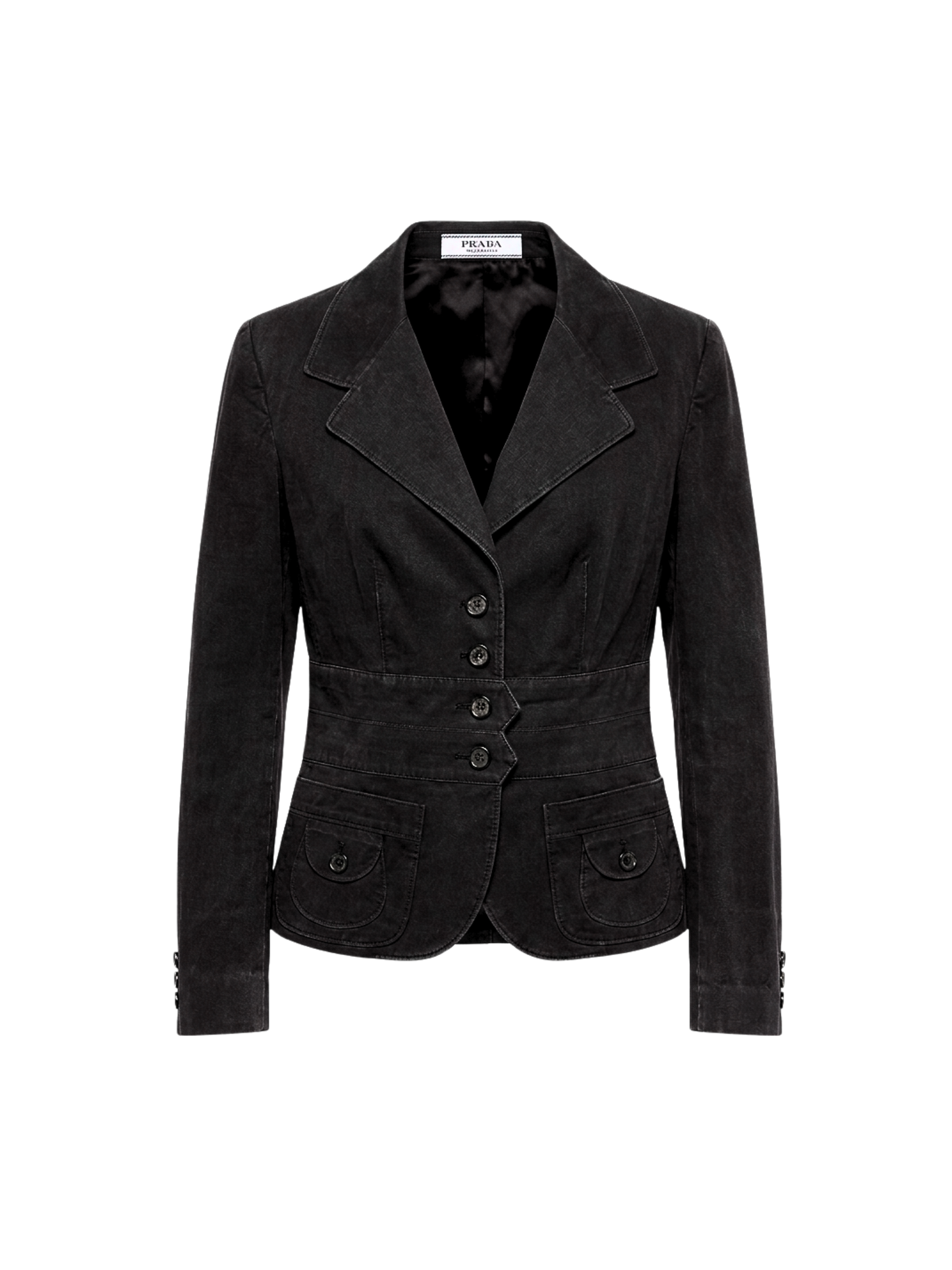 PRADA - Giacca Blazer Vintage Nera con Vita Strutturata
