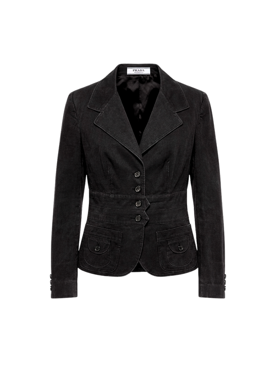 PRADA - Giacca Blazer Vintage Nera con Vita Strutturata