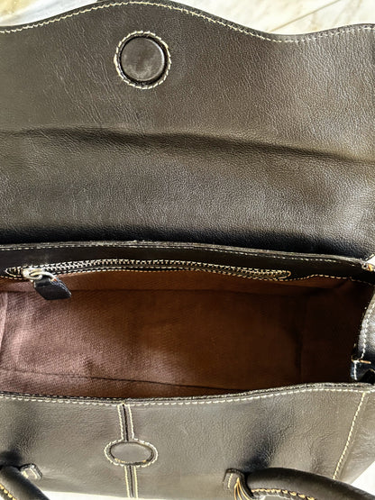 TOD’S - Borsa vintage in pelle nera con cuciture a contrasto