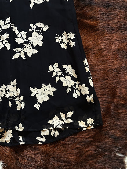 Gonna lunga vintage Made in Italy in 100% viscosa con stampa floreale