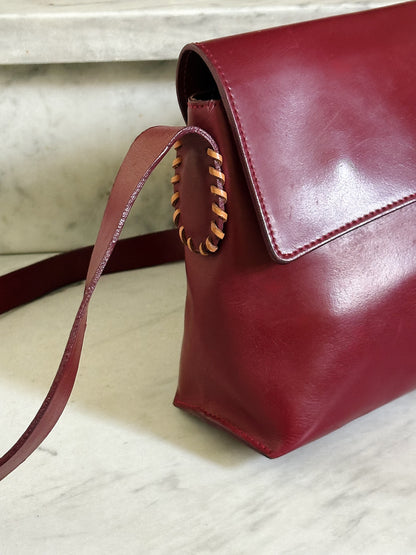 Vintage Burgundy Leather Shoulder Bag – Borsa a Spalla in Pelle Bordeaux Anni ’90