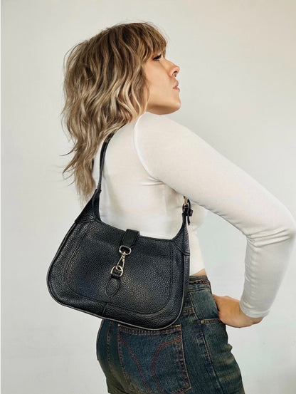 Borsa a Spalla in Pelle Nera Jackie ispired – Vintage Y2K