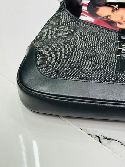GUCCI - Jackie Mini Monogram GG Canvas Nero e Pelle Liscia