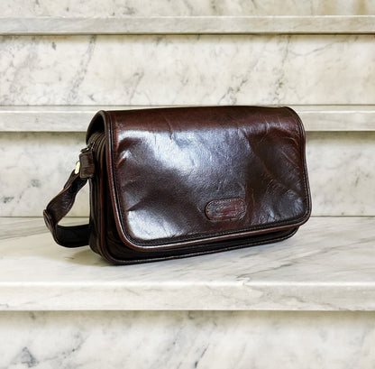 Vintage Brown Leather Shoulder Bag – Borsa a Spalla in Pelle Marrone con Tracolla Regolabile