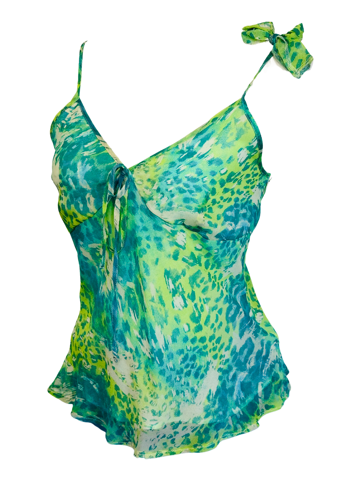 Top vintage in pura seta fantasia animalier