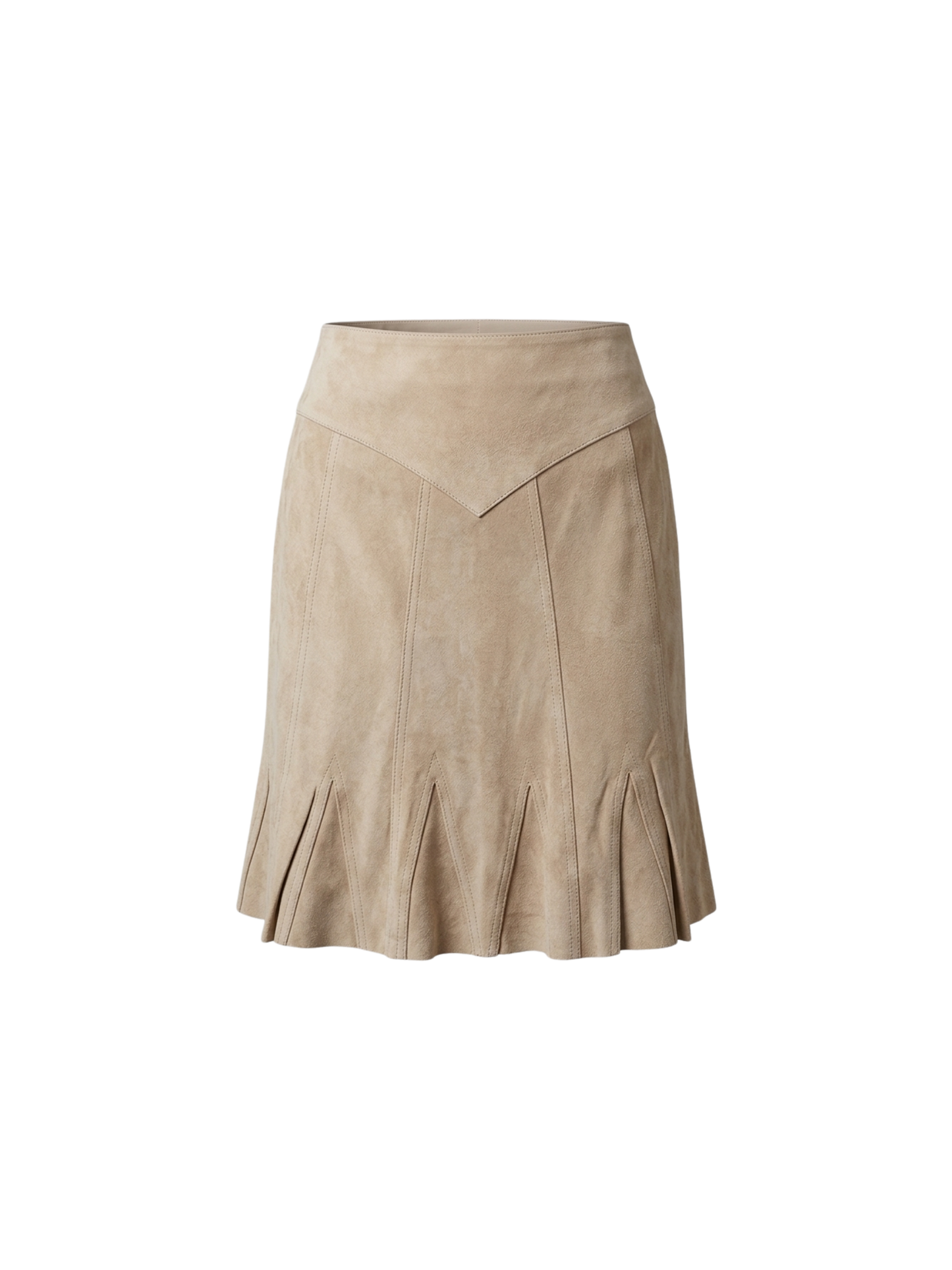 Gonna in pelle scamosciata beige