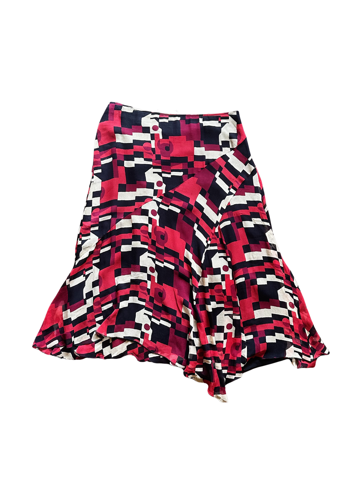 Gonna vintage Pura Seta con fantasia geometrica – Made in Italy