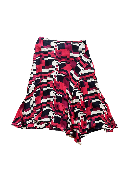 Gonna vintage Pura Seta con fantasia geometrica – Made in Italy