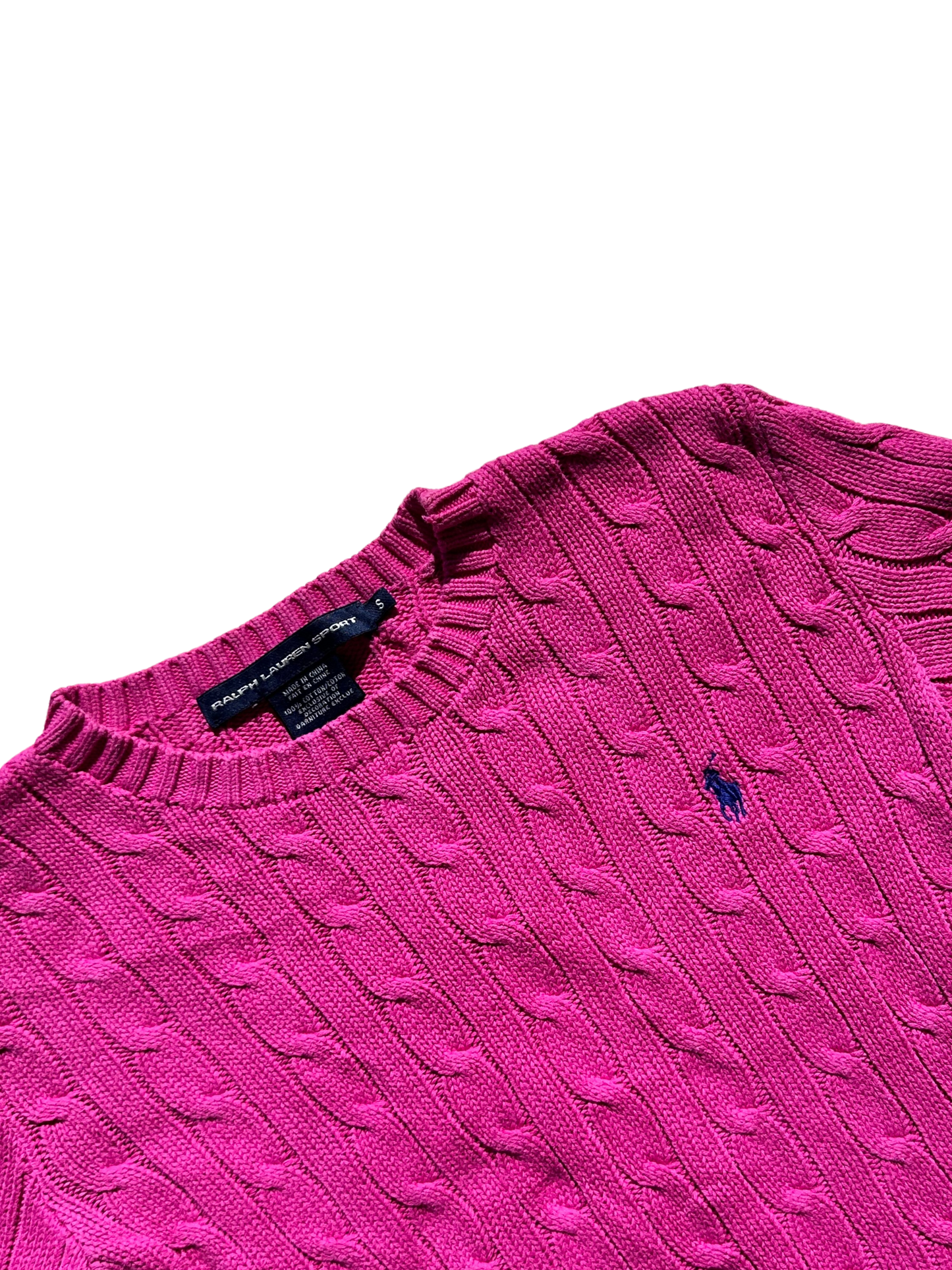 POLO RALPH LAUREN - Pullover pink flamingo con trecce