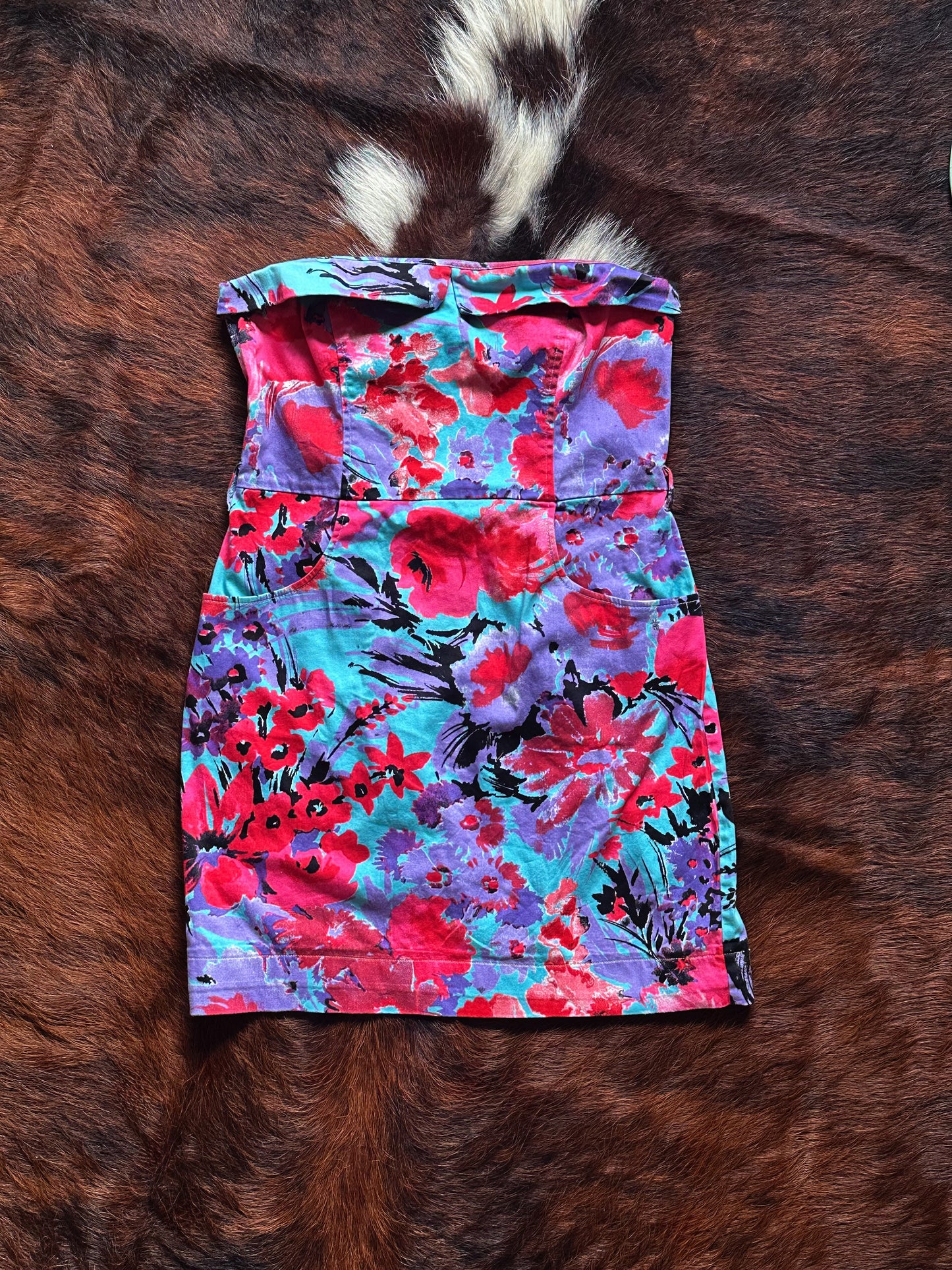 Abito mini floreale bustier anni ’90 / Y2K
