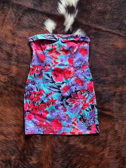 Abito mini floreale bustier anni ’90 / Y2K