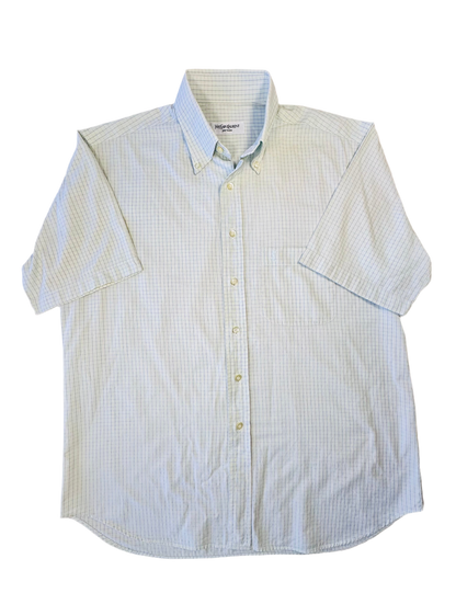 YVES SAINT LAURENT - Camicia panna a quadri con logo ricamato