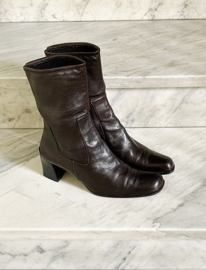 PRADA - Stivaletti Vintage in pelle marrone con tacco | Taglia 37½