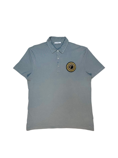 VERSACE COLLECTION –  Polo color grigio con Patch dorato di Medusa stilizzata | XXL