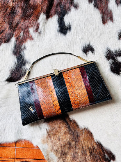 CLUTCH - 80s structured exotic leather bag