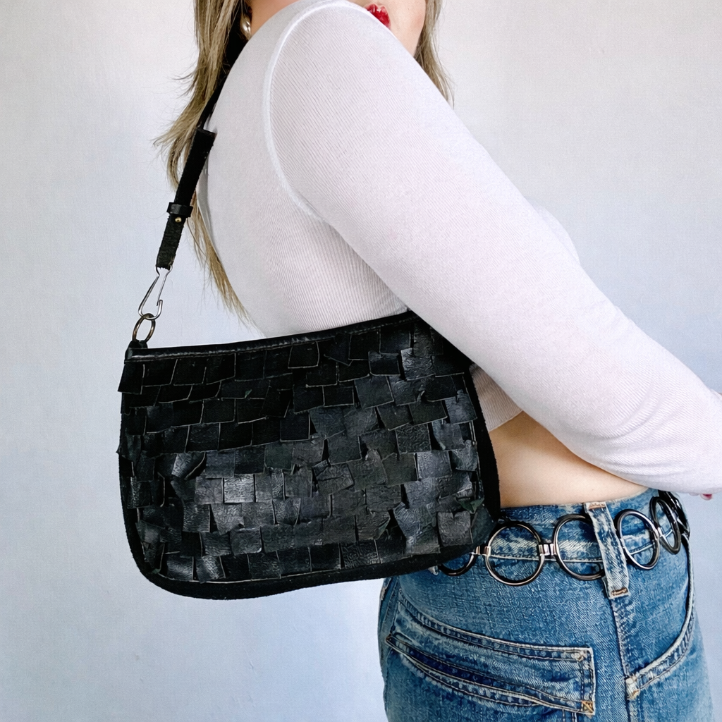Borsa a spalla vera pelle nera