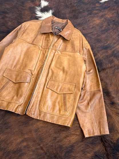 Giacca di pelle cammello