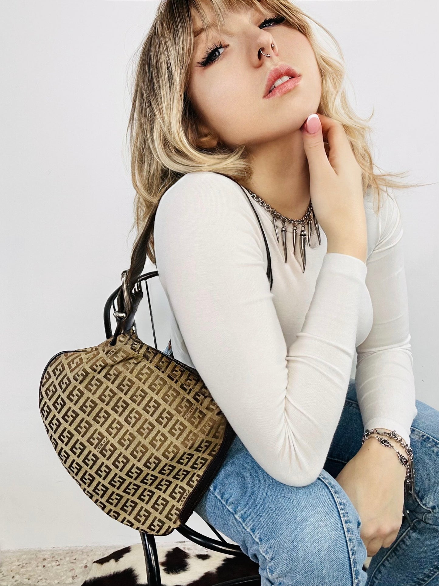 FENDI - Oyster Medium Monogram Zucca Canvas – Iconic Y2K