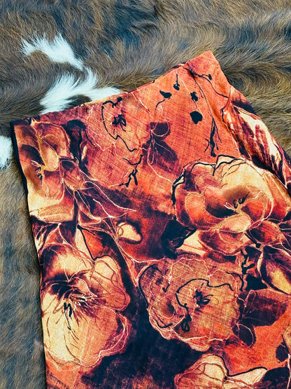 Gonna asimmetrica vintage con stampa floreale