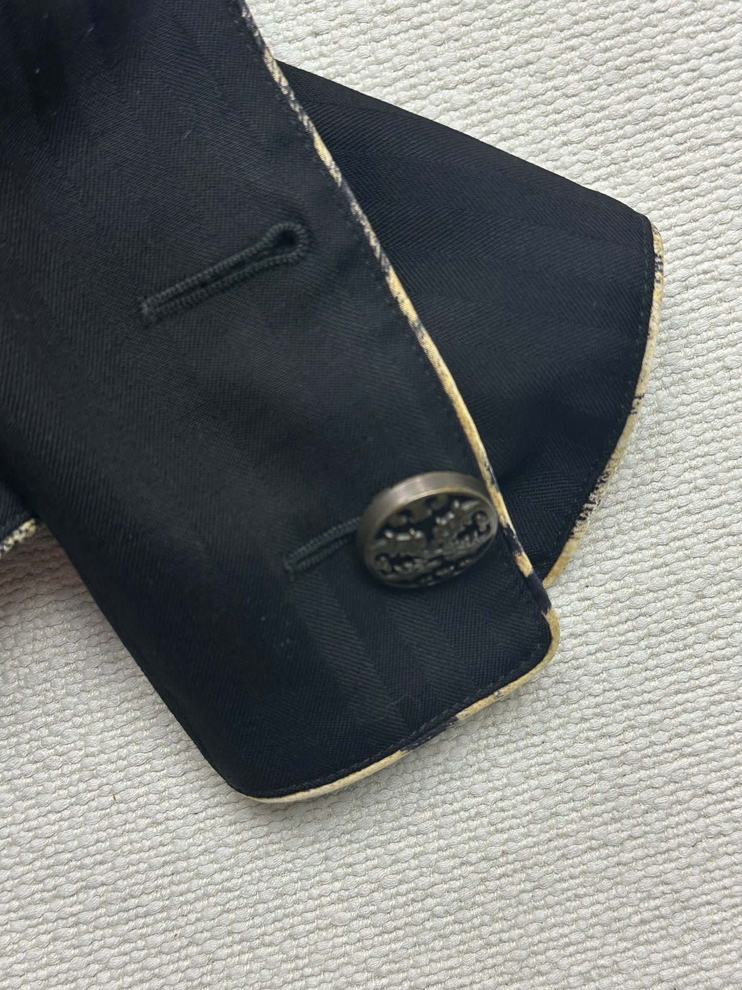 JUST CAVALLI - Blazer nero dettagli animalier e profili a contrasto