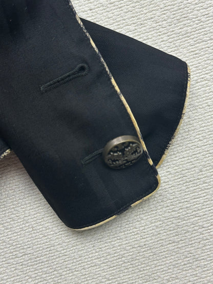 JUST CAVALLI - Blazer nero dettagli animalier e profili a contrasto