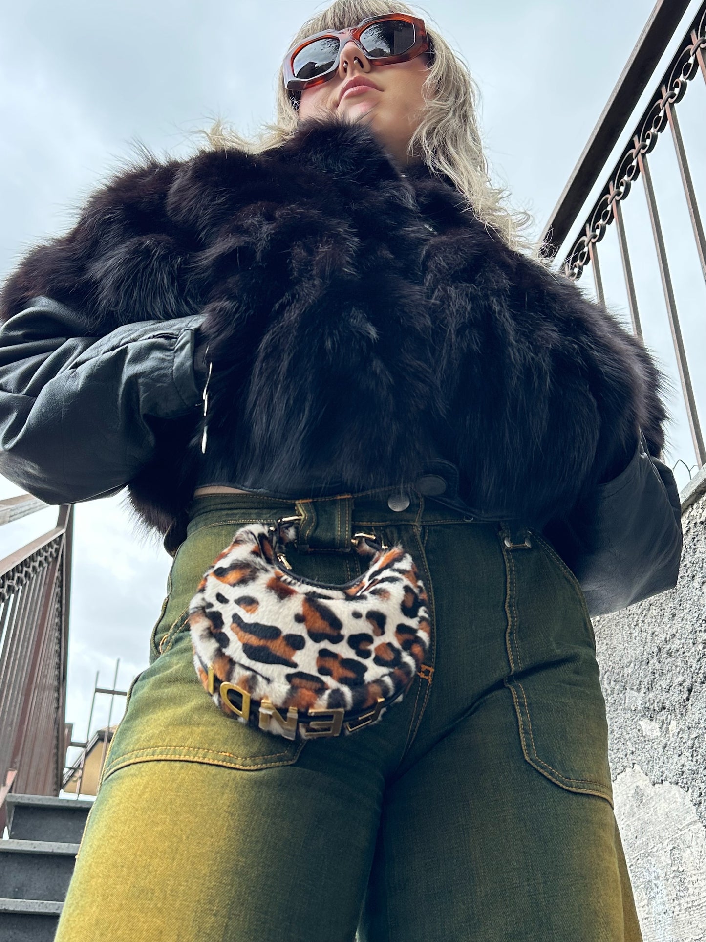 FENDI - Mini Baguette Charm Leopard Haircalf – Nuova con Cartellino