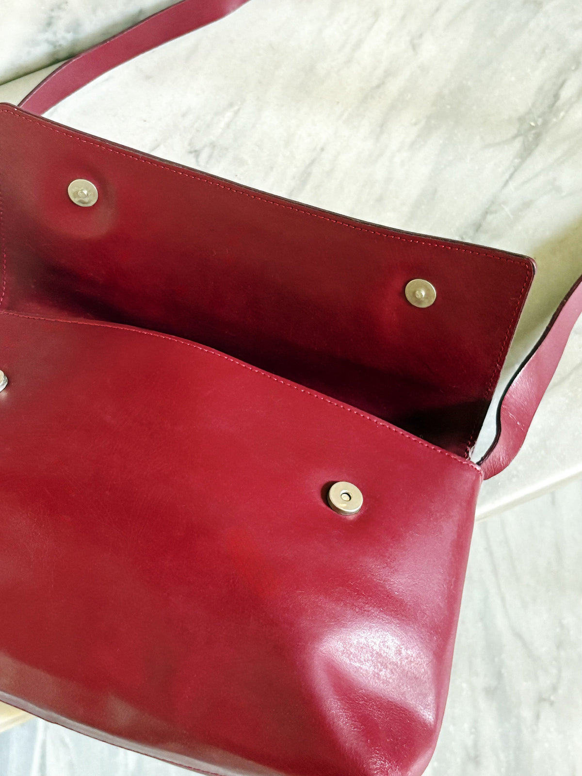 Vintage Burgundy Leather Shoulder Bag – Borsa a Spalla in Pelle Bordeaux Anni ’90