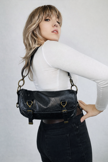 Borsa a Spalla\Bandoliera  in Vera Pelle con Hardware in ottone