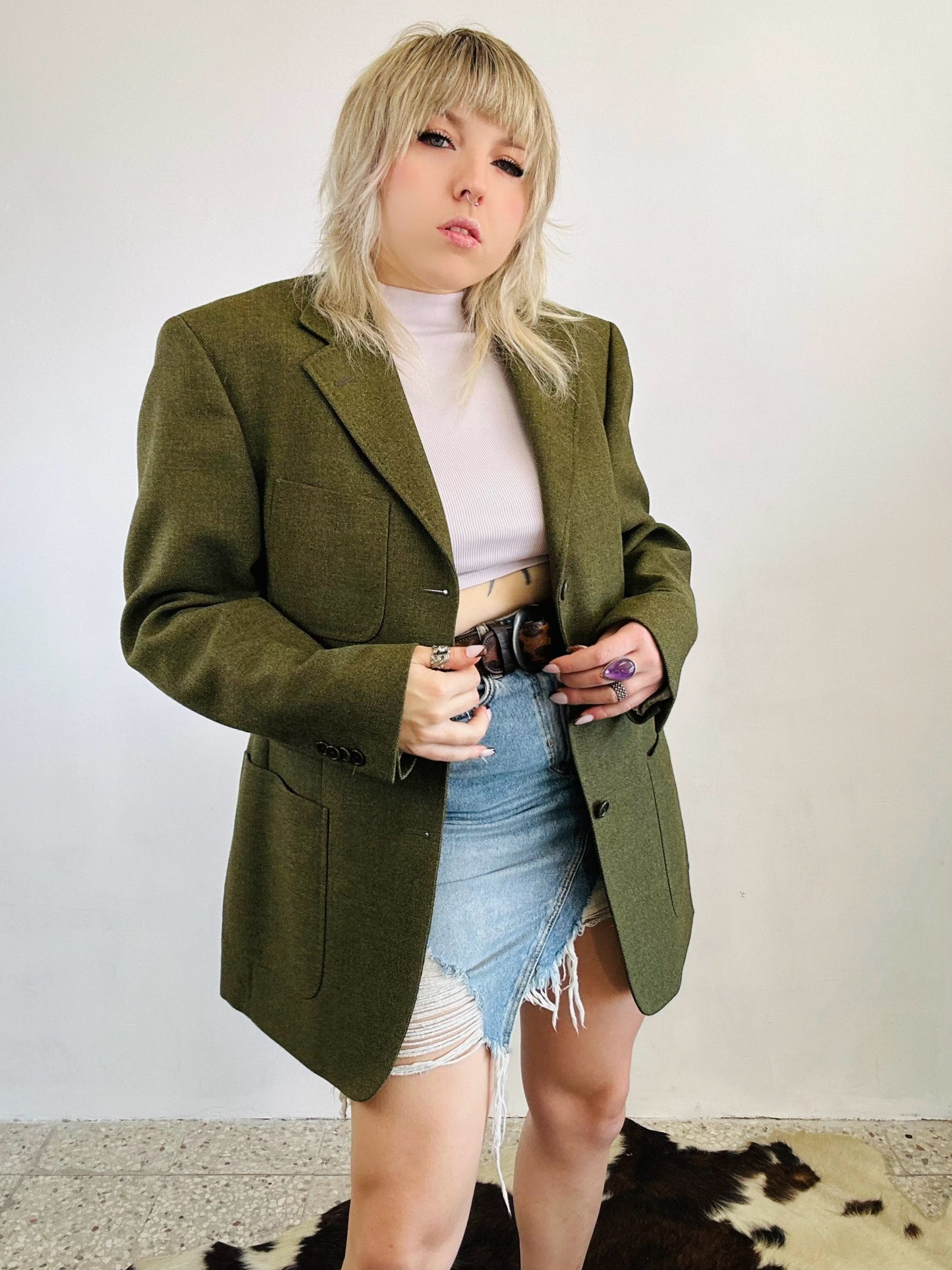 Giacca Blazer Vintage - Lana e cashmere verde