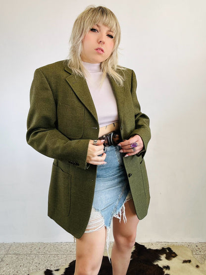 Giacca Blazer Vintage - Lana e cashmere verde