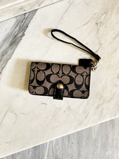 COACH - Signature Wallet Wristlet – Portafoglio Pochette da Polso Nero
