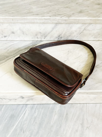 Vintage Brown Leather Shoulder Bag – Borsa a Spalla in Pelle Marrone con Tracolla Regolabile