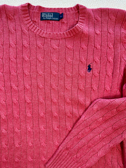 POLO RALPH LAUREN - Pullover rosa fragola 🍓 con trecce